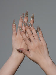 Gilded Heirloom Champagne crystal jewel nails