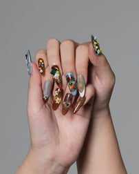 Enchanted Garden Floral 3D gemstone nails