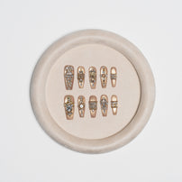 Gilded Heirloom Champagne crystal jewel nails