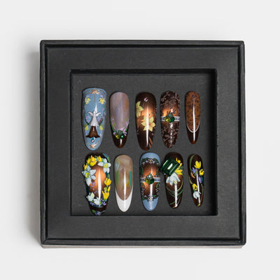 Enchanted Garden Floral 3D gemstone nails